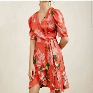 KEEPSAKE THE LABEL This Moment Satin Wrap Dress Flutter Hem Elegant‎ M